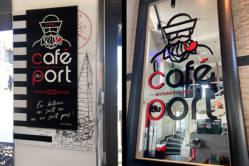 Ardoises décoratives personnalisées pour le restaurant Le Café du Port à Pornic